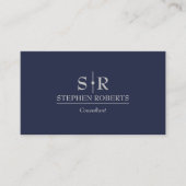 ブルーアンドグレーモノグラムモダンプロフェッショナル 名刺 (正面)