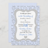 ブルーアンドグレーロマンチック文字結婚式招待状 招待状 (正面/裏面)