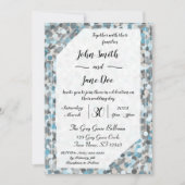 ブルーアンドグレー抽象芸術ストーン結婚式招待状 招待状 (正面)