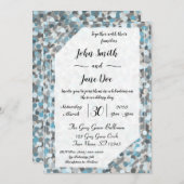 ブルーアンドグレー抽象芸術ストーン結婚式招待状 招待状 (正面/裏面)