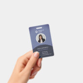 ブルーアンドグレー 社員証 写真付き 社ロゴ かっこいい バッジ (手持ち)