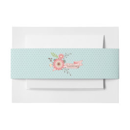 ブルーアンドコーラルコテージシック結婚ズベリーバンド 招待状ベリーバンド