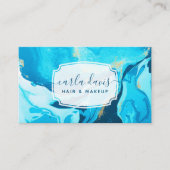 ブルーアンドゴールドアゲートジオードモダンマーブル 名刺 (正面)