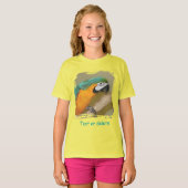 ブルーアンドゴールドマカオ オウムのカスタムデザイン Tシャツ (正面フル)