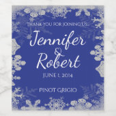 ブルーアンドシルバーの結婚ワインラベル ワインラベル (シングルラベル)