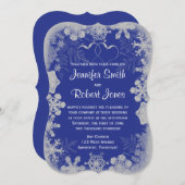 ブルーアンドシルバースノーフレーク結婚式招待状 招待状 (正面/裏面)