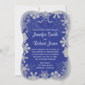 ブルーアンドシルバースノーフレーク結婚式招待状 招待状 (正面)