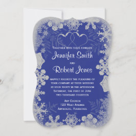 ブルーアンドシルバースノーフレーク結婚式招待状 招待状