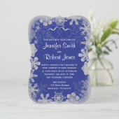 ブルーアンドシルバースノーフレーク結婚式招待状 招待状 (スタンド正面)