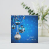 ブルーアンドシルバーホリデー企業のパーティー招待状 招待状 (スタンド正面)