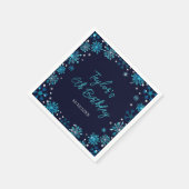 ブルーアンドシルバー雪の結晶バースデーパーティー スタンダードカクテルナプキン (角)