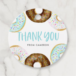 ブルーアンドチョコレートドーナツ誕生日パーティーありがとう フェイバータグ