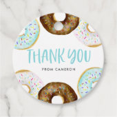 ブルーアンドチョコレートドーナツ誕生日パーティーありがとう フェイバータグ (正面)