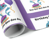 ブルーアンドパープルガールベビーシャーク包装紙 ラッピングペーパー (ロールコーナー)