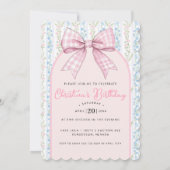 ブルーアンドピンクグランドミレニアルフローラスウィート16 招待状 (裏面)