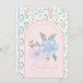 ブルーアンドピンクグランドミレニアルフローラスウィート16 招待状 (正面/裏面)