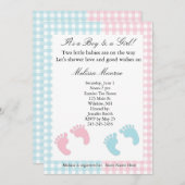 ブルーアンドピンクツインズシャワー招待状 招待状 (正面/裏面)