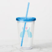 ブルーアンドピンクバニーインラブイラストレーション アクリルタンブラー (裏面)