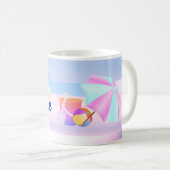 ブルーアンドピンクビーチハウスマグ コーヒーマグカップ (正面右)