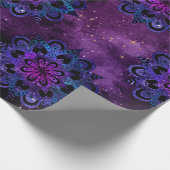 ブルーアンドピンクマンダラオンパープル銀河系 ラッピングペーパー (角)