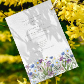 ブルーアンドピンクワイルドフラワー結婚式招待状 招待状