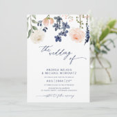 ブルーアンドピーチフローラボタニッ結婚クス 招待状 (スタンド正面)