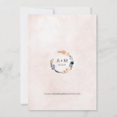ブルーアンドピーチフローラボタニッ結婚クス 招待状 (裏面)