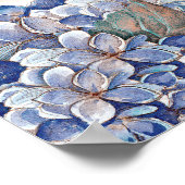 ブルーアンドピーチフローラリース結婚のウェルカムサイン ポスター (角)