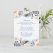 ブルーアンドピーチフローラ結婚ズインフォメーションゲスト エンクロージャーカード (スタンド正面)