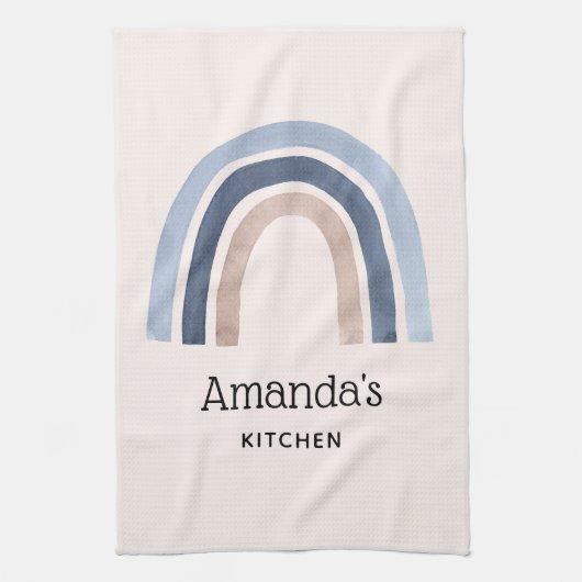ブルーアンドピーチレインボホデザイン キッチンタオル (縦)