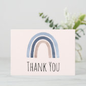 ブルーアンドピーチレインボホデザイン サンキューカード (スタンド正面)