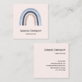 ブルーアンドピーチレインボホデザイン スクエア名刺 (正面/裏面)