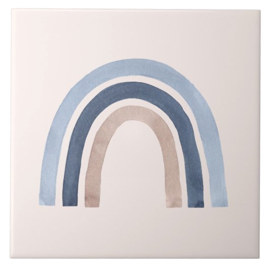 ブルーアンドピーチレインボホデザイン タイル (正面)