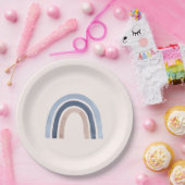 ブルーアンドピーチレインボホデザイン ペーパープレート (パーティー)