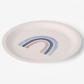 ブルーアンドピーチレインボホデザイン ペーパープレート (アングル)