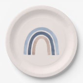 ブルーアンドピーチレインボホデザイン ペーパープレート (正面)