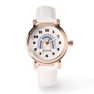 ブルーアンドピーチレインボホデザイン 腕時計