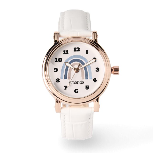 ブルーアンドピーチレインボホデザイン 腕時計 (正面)