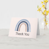 ブルーアンドピーチレインボーホーデザインサンキュー カード (黄色い花)