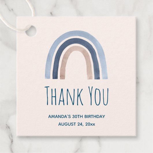 ブルーアンドピーチレインボーホーデザインサンキュー フェイバータグ (正面)