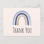 ブルーアンドピーチレインボーホーデザインサンキュー ポストカード (正面)