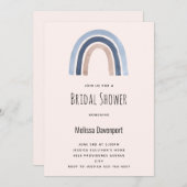 ブルーアンドピーチレインボーホーデザインブライダルシャワー 招待状 (正面/裏面)