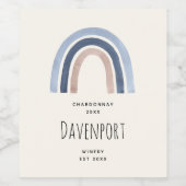 ブルーアンドピーチレインボーホーデザインワインメイキング ワインラベル (シングルラベル)