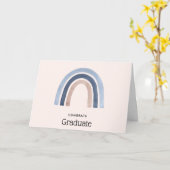 ブルーアンドピーチレインボーホーデザイン卒業 カード (黄色い花)