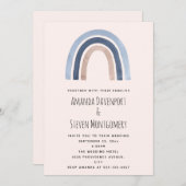 ブルーアンドピーチレインボーホーデザイン結婚ズ 招待状 (正面/裏面)