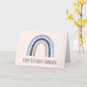 ブルーアンドピーチレインボーホーデザイン誕生日 カード (黄色い花)