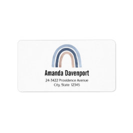 ブルーアンドピーチレインボーボーデザインアドレス ラベル