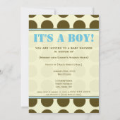 ブルーアンドブラウン水玉模様ベビーシャワー招待状 招待状 (裏面)