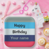 ブルーアンドブルゴーニュハッピーバースデー ペーパープレート (パーティー)