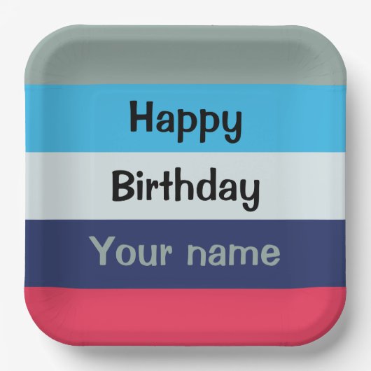 ブルーアンドブルゴーニュハッピーバースデー ペーパープレート (正面)